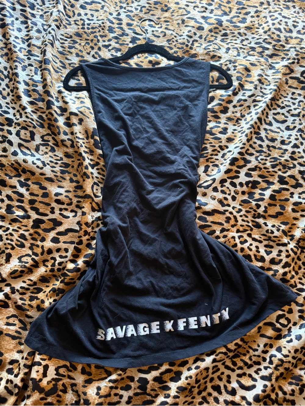 Savage X Fenty Black Sleeveless Mini Dress with Logo Hem